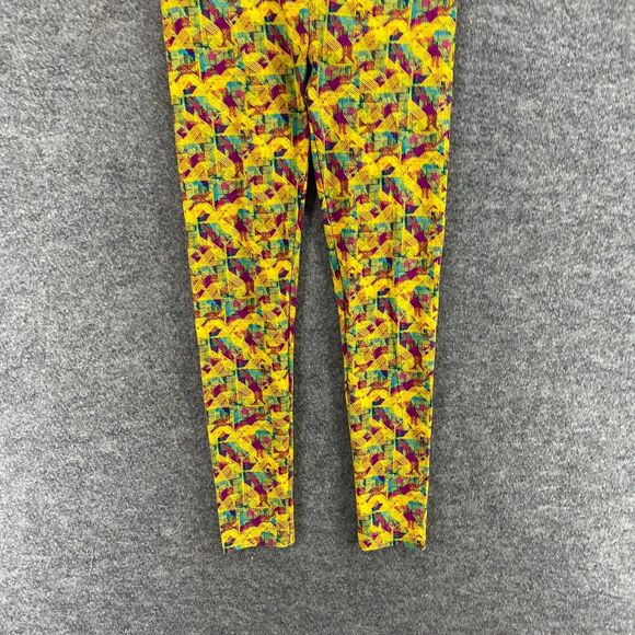 LulaRoe Leggings Women One Size Yellow Geometric Pull On High Rise Capri Casual - Picture 4 of 10
